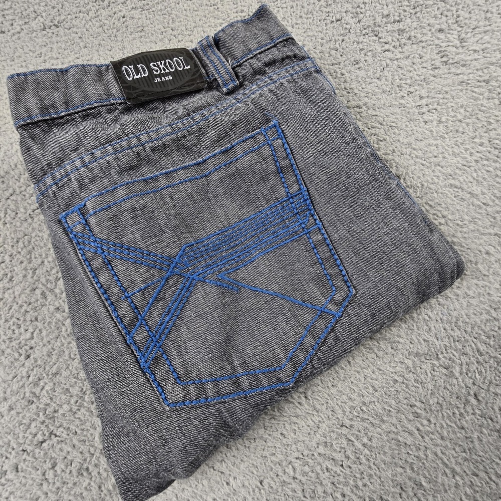 Old‎ Skool Denim Jeans Black Medium Wash Mens 36X30 Hip Hop Baggy